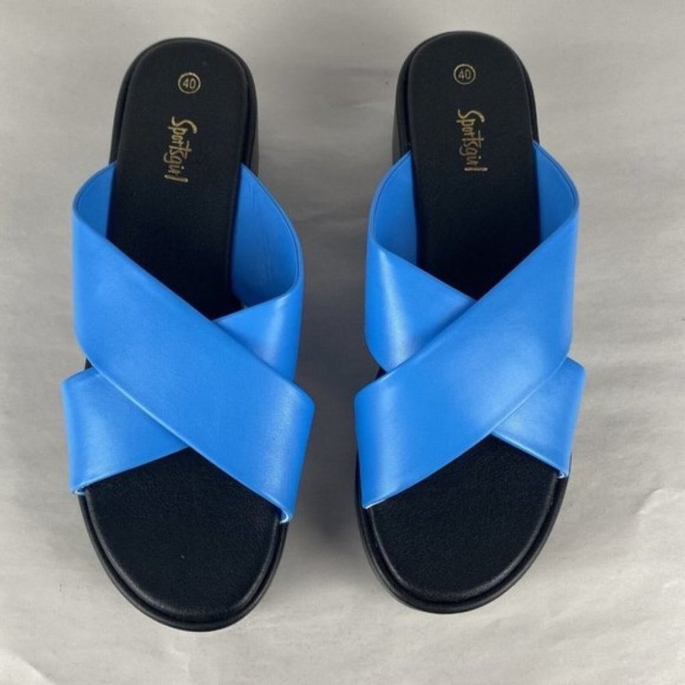 Women's Sportsgirl Size 40 Sienna Blue Modern Casual Crossover Platform Sandal - Picture 1 of 12